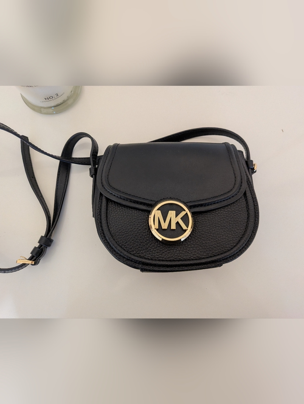 Michael Kors Fulton Black Leather Crossbody